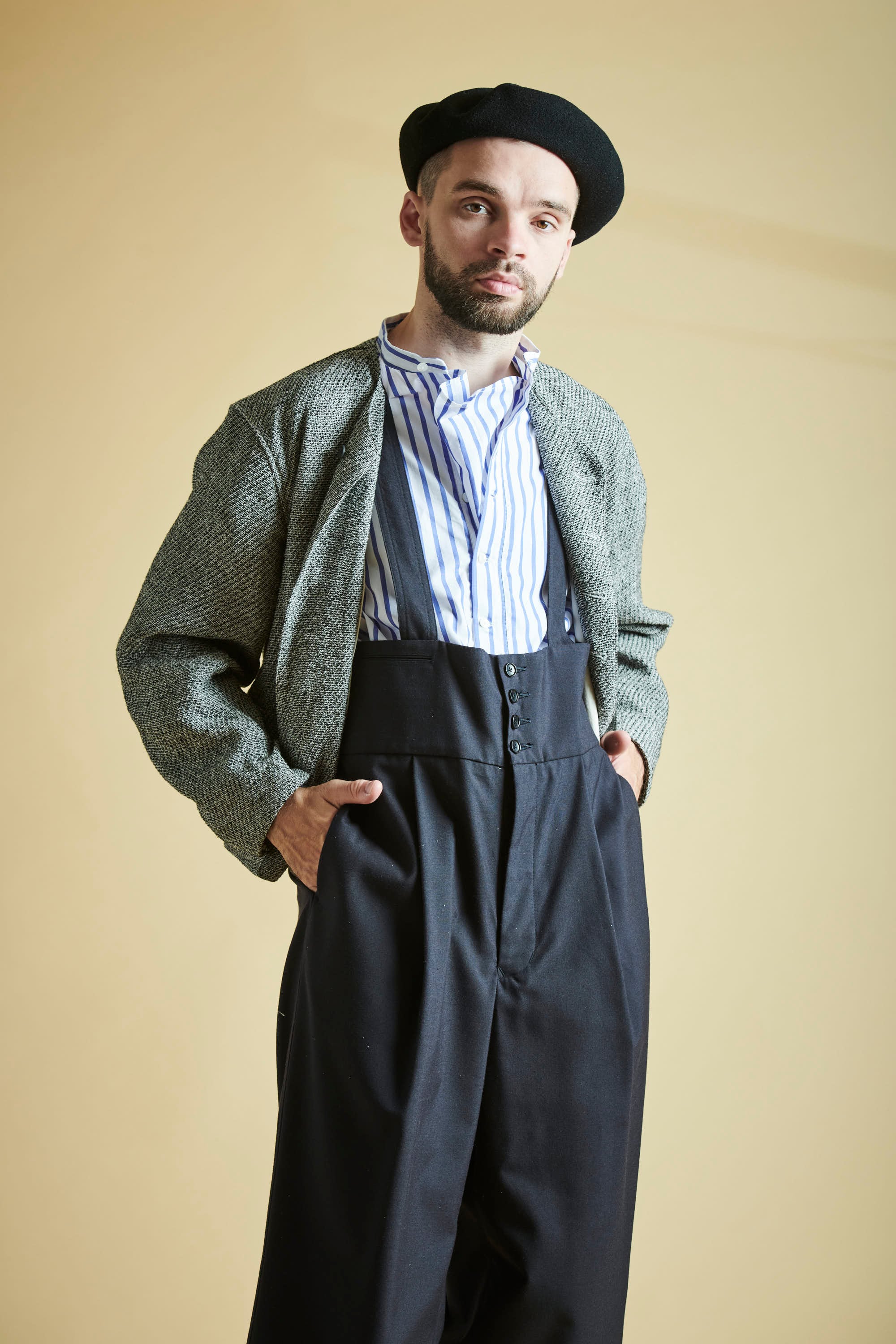 HAVERSACK ハバーサック】LINEN SILK TWEED NO COLLAR JACKET リネン 