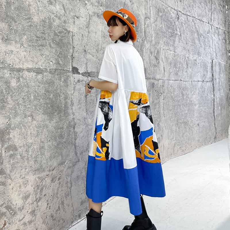 ホワイトドレス サマールーズ薄手シャツ スカート カジュアル 夏物 ステッチ ラブタオタオダレンハウス61512633358