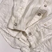 リネン100% 291295=HOMME ニーキュウイチニキュウゴーオム 長袖 ワークシャツ 3 /ホワイト メンズ