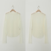 tulle sheer crew neck tops/offwhite