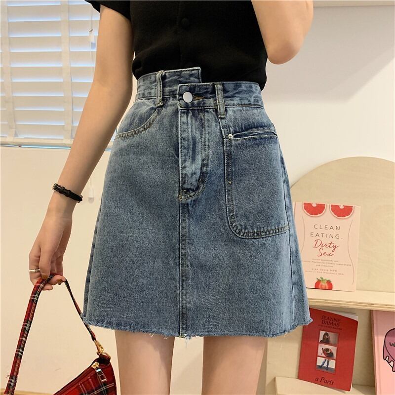 Aラインスカート スプリングオータムスタンダードハイウェストショート レトロ 春物 秋物 1号婦人32010495740