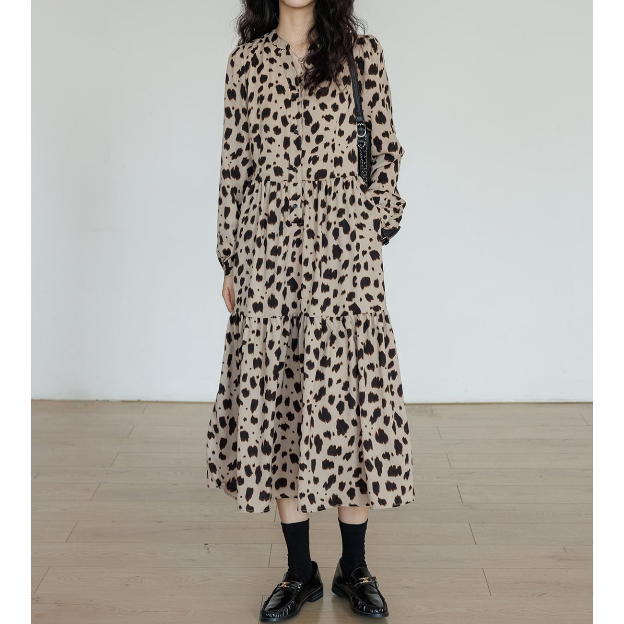 レオパードプリントティアードワンピース OP3348
