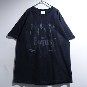 00s "THE BEATLES" Black Print Band T-Shirt