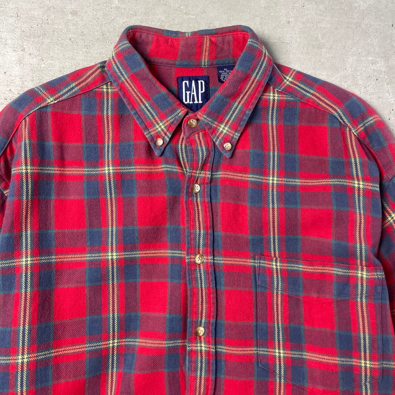 90s OLD GAP 短丈 チェックシャツ ライトネルシャツ レギュラーカラー bd340820b2831d3285236fc466094c