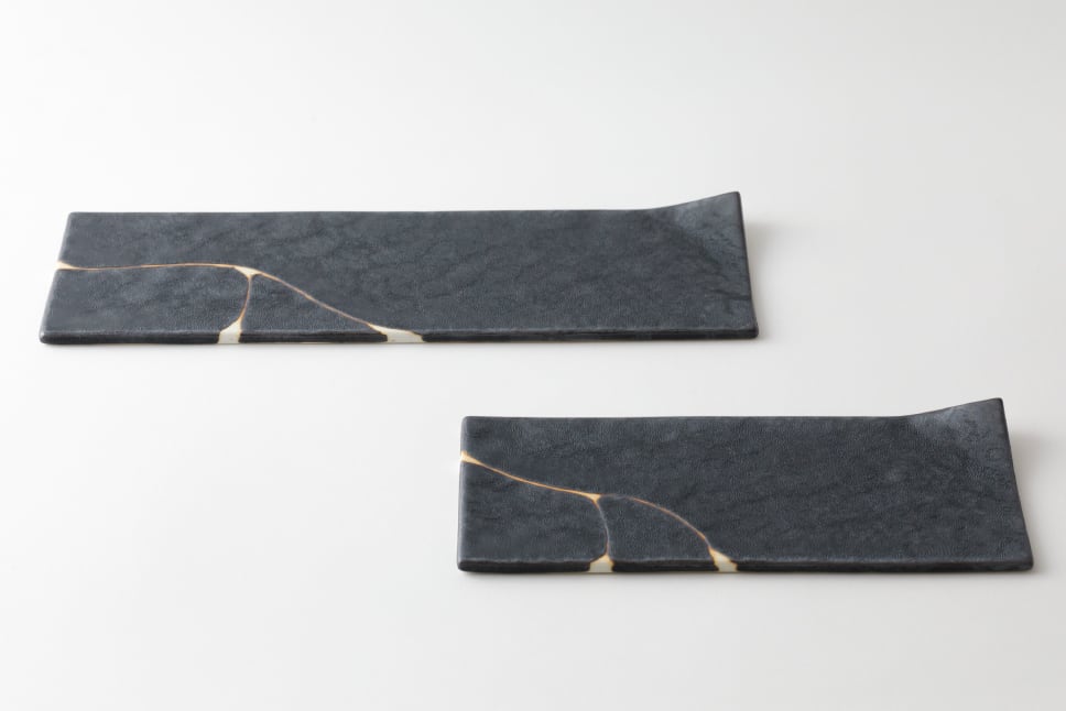 有田焼　金泊と銀泊の金属製長方形皿 有田焼 金泊と銀泊の金属製長方形皿 有田焼 金泊と銀