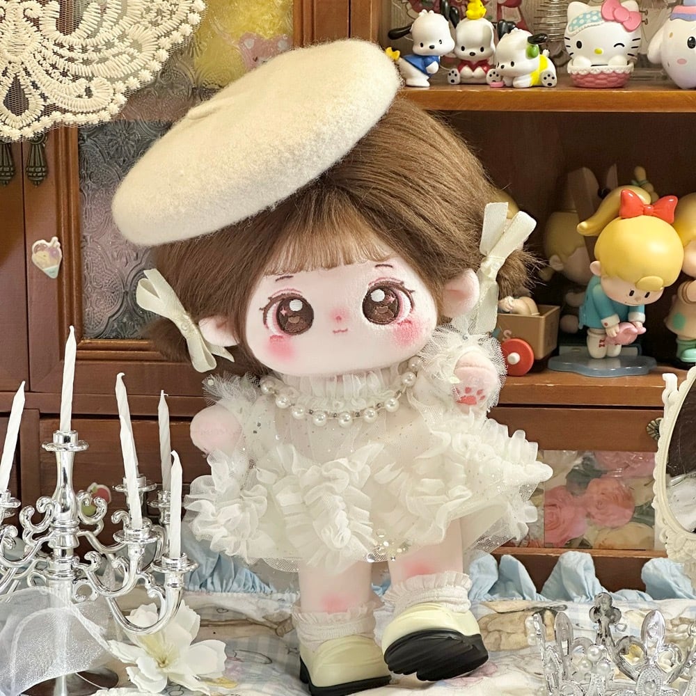 20cmぬい服】ベレー帽ドレスコーデ 着せ替えぬいぐるみ 棉花娃娃用お