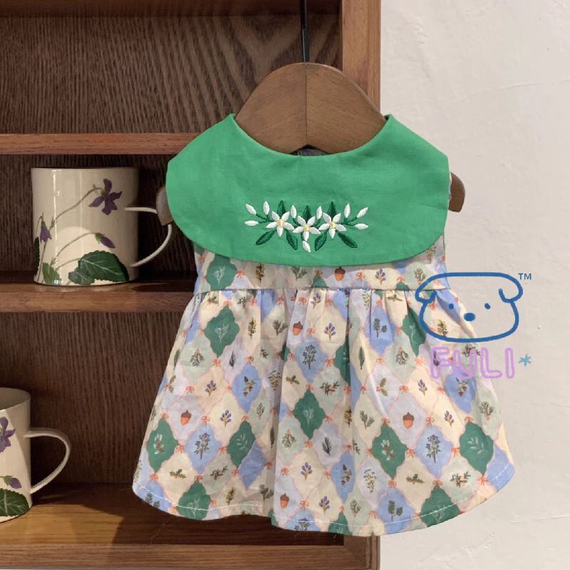 セーラーカラーのアーガイル柄ワンピース 犬服 00485【予約】