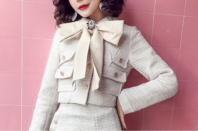 レディース セットアップ ツイードワンピース レディース リボン 可愛い 膝丈 スーツ 可愛い ビッグリボン Antoinette