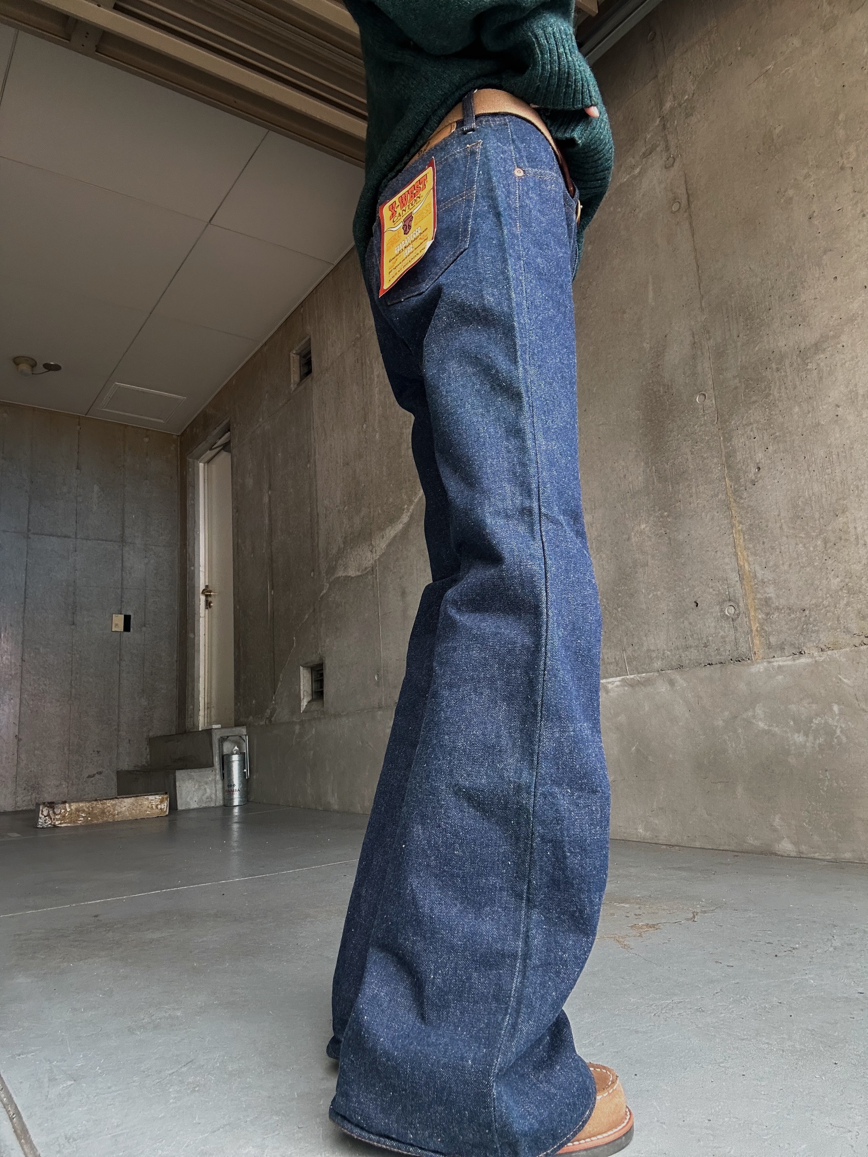 PT618）70's CANTON X-WEST western flare denim made in Japan / W31
