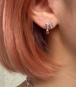 ribbone 雫 stone earring キャッチシャフト ガーネット #LJ22027P 18G, LJ22025P 16G, LJ22026P 14G, silver925　