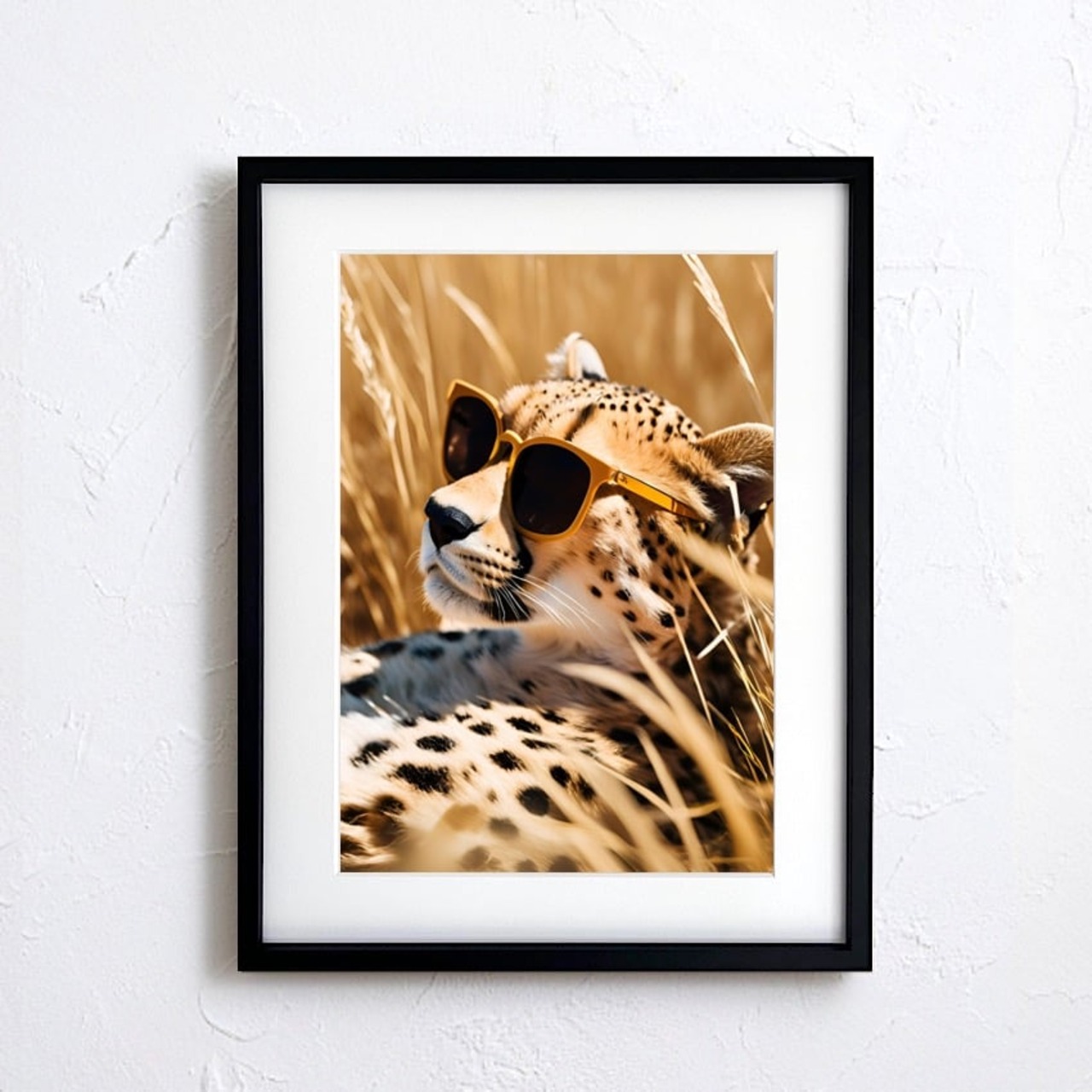 Savanna Cool｜サングラスをかけたチーターのアートポスター｜遊び心と高級感が共存するモダンアニマルアート｜A3ポスター