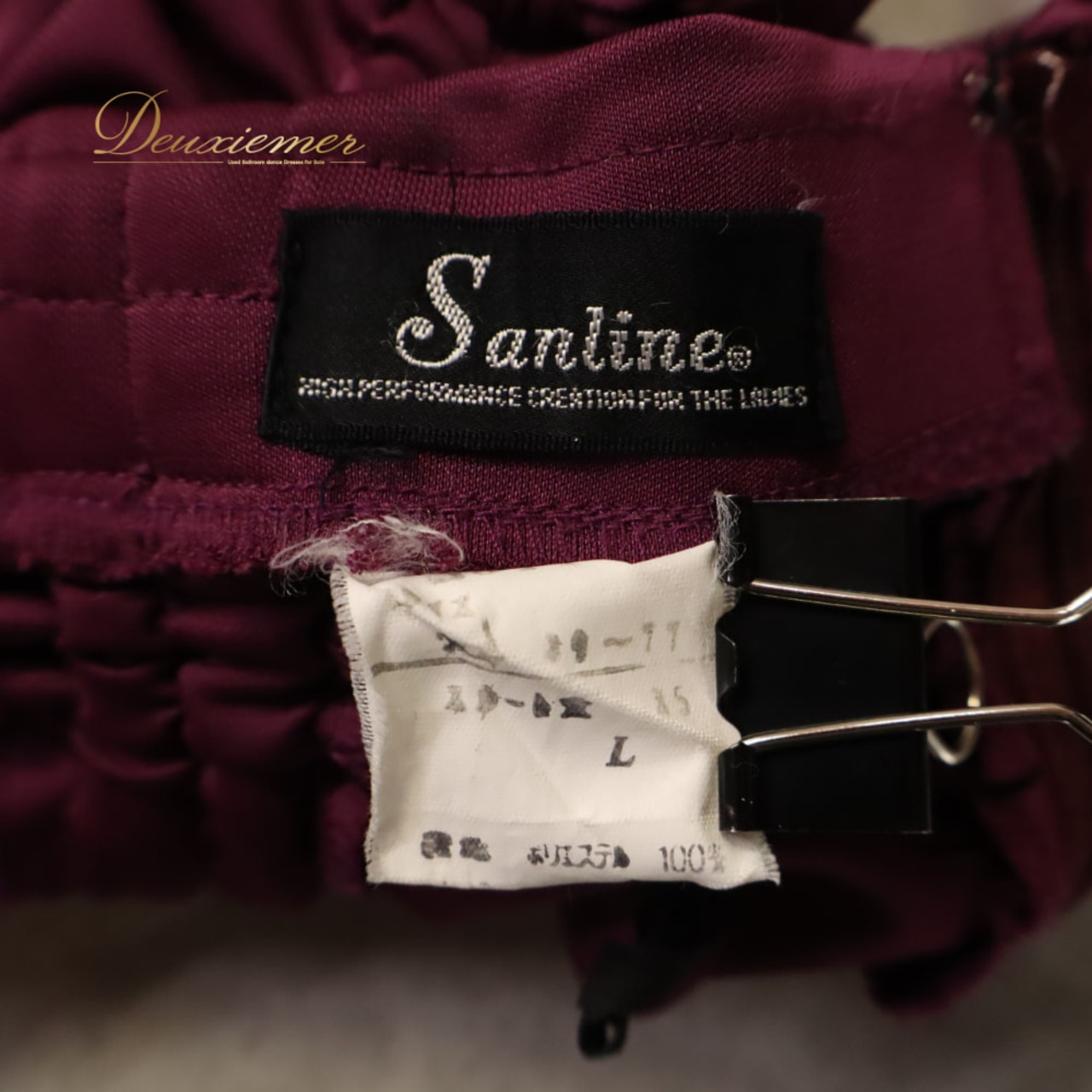 社交ダンス 衣装 Sanline サンリーヌ スカート レッスンウェア パープル系 紫 無地 シンプル フレア ギャザー リボン 華やか かわいい おしゃれ 上品 大人っぽい ダンス 練習 レッスン ダンス衣装 練習着 社交ダンス衣装