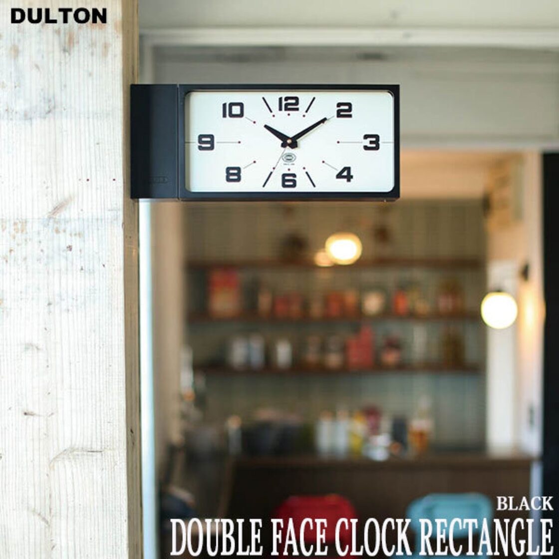 DOUBLE FACE CLOCK RECTANGLE BLACK ダブル フェイス クロック 