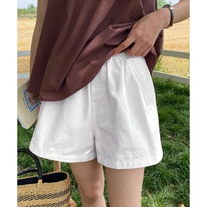 ショートパンツ レディース 春 夏 部屋着 韓国 スポーツ きれいめ おしゃれ 大人 カジュアル 白 黒 ホワイト ブラック ゆったり ウエストゴム 大人可愛い 大人女子