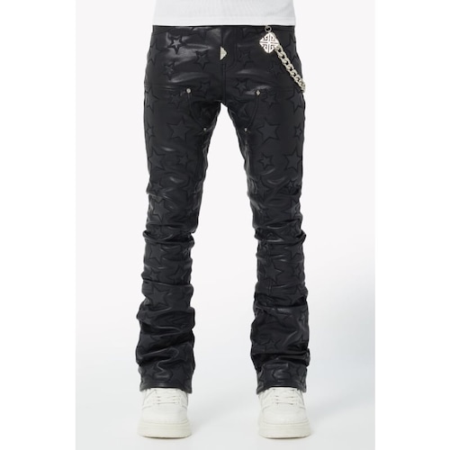 GUAPI / obsidian black stars leather pants