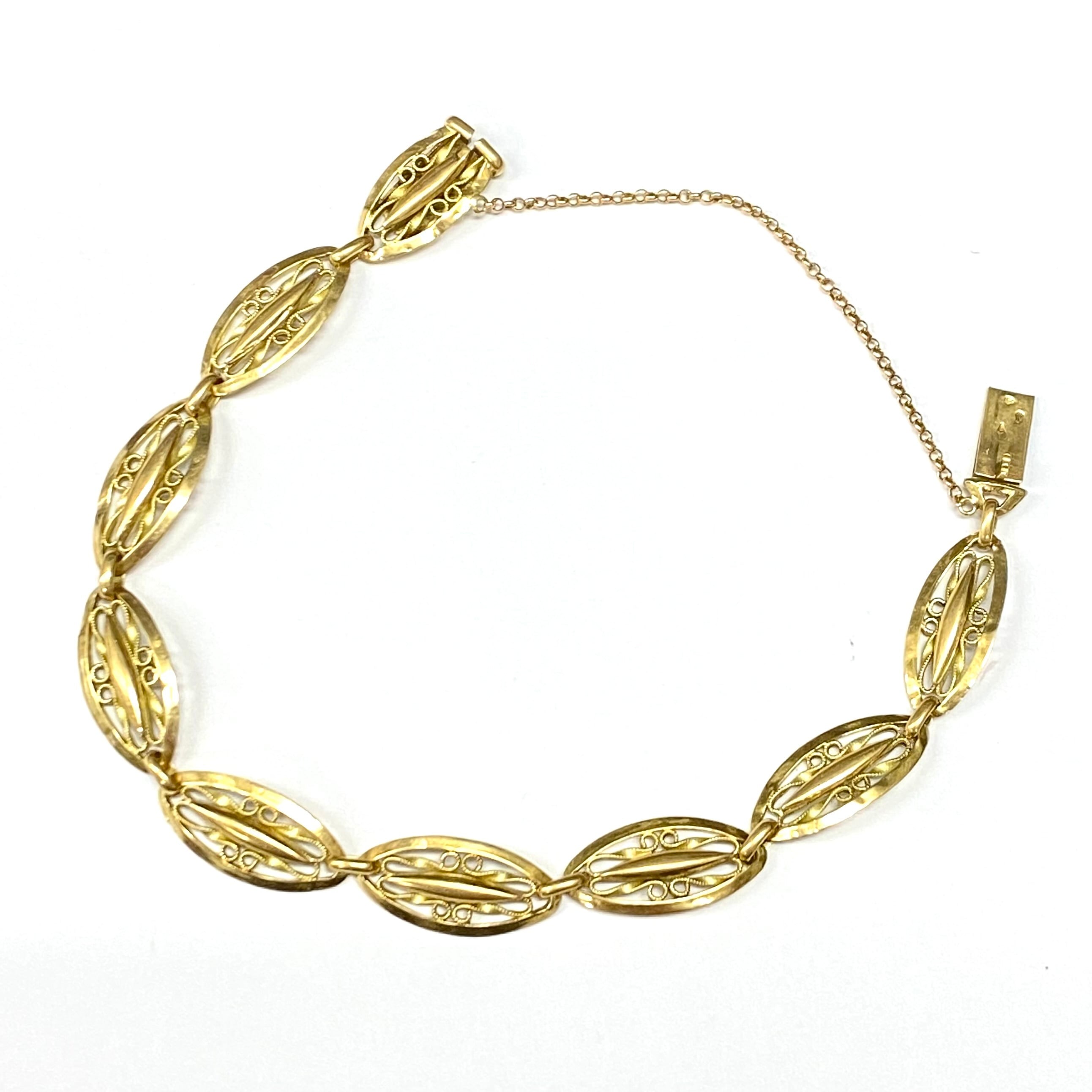 フランス　アンティーク　ブレスレット　フィリグリー　ヴィンテージ フランス アンティーク フィリグリー ブレスレット 1900年頃 K18