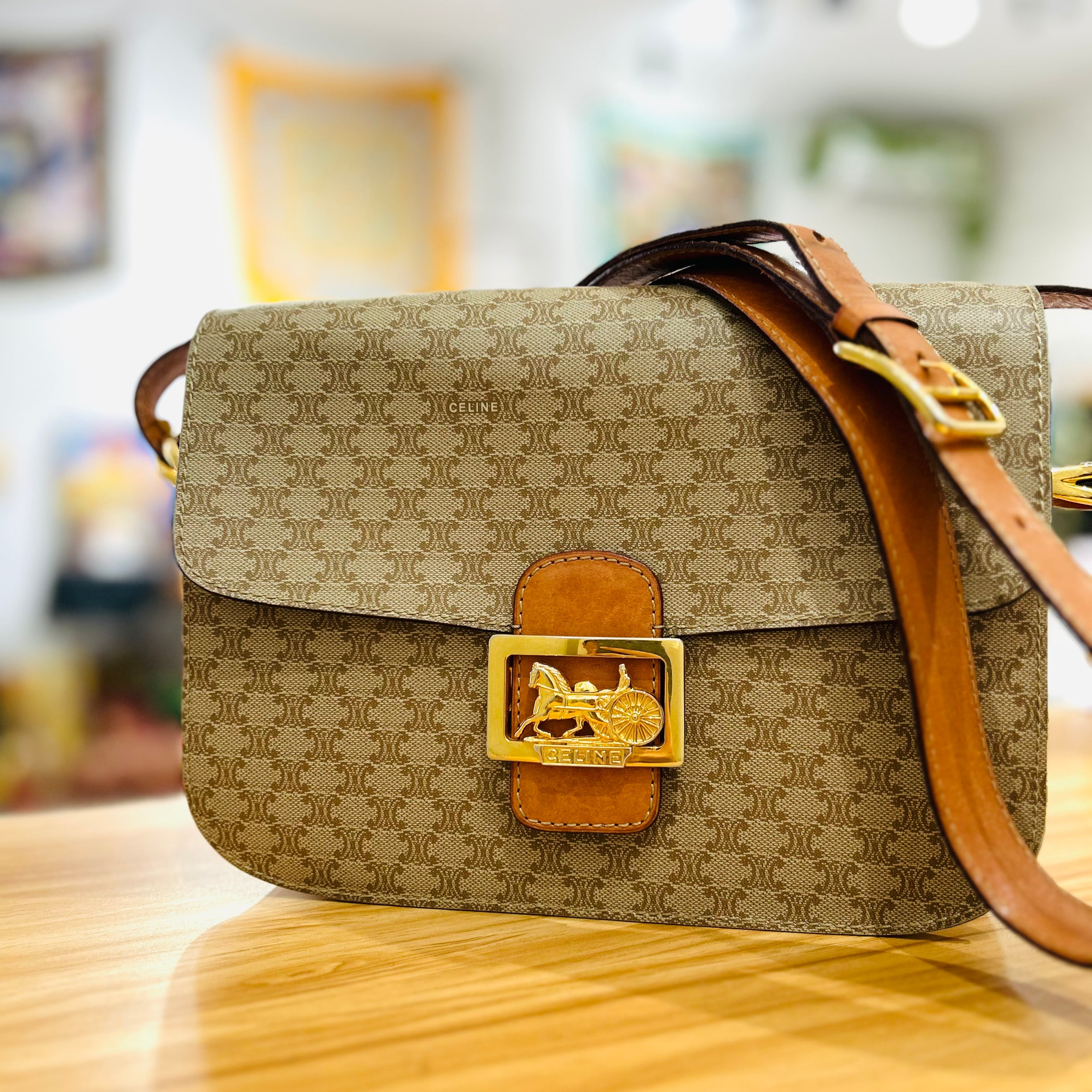 CELINE マカダム柄 馬車金具 ショルダーバッグ OLD CELINE 
