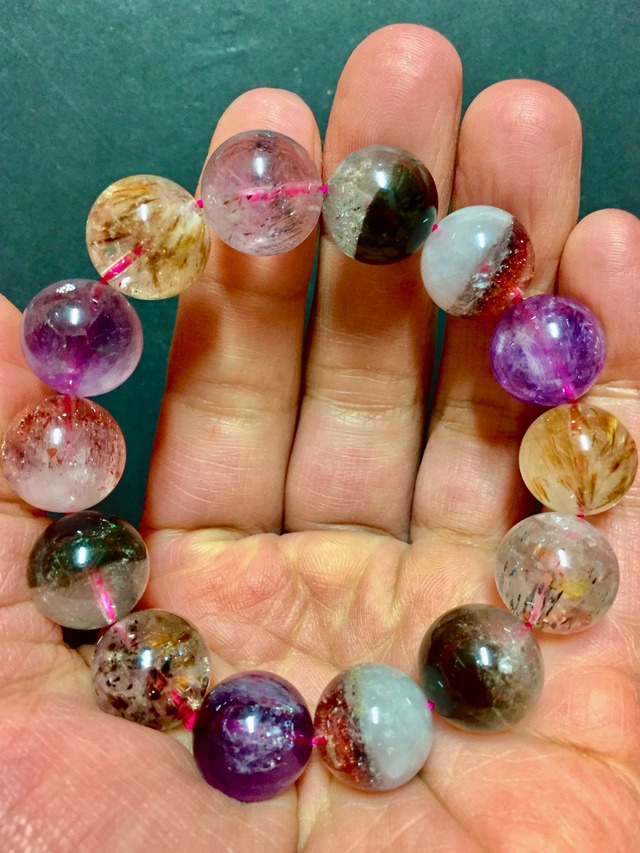 4) 超美品！「アメジスト・エレスチャル」ブレスレットAAAAA