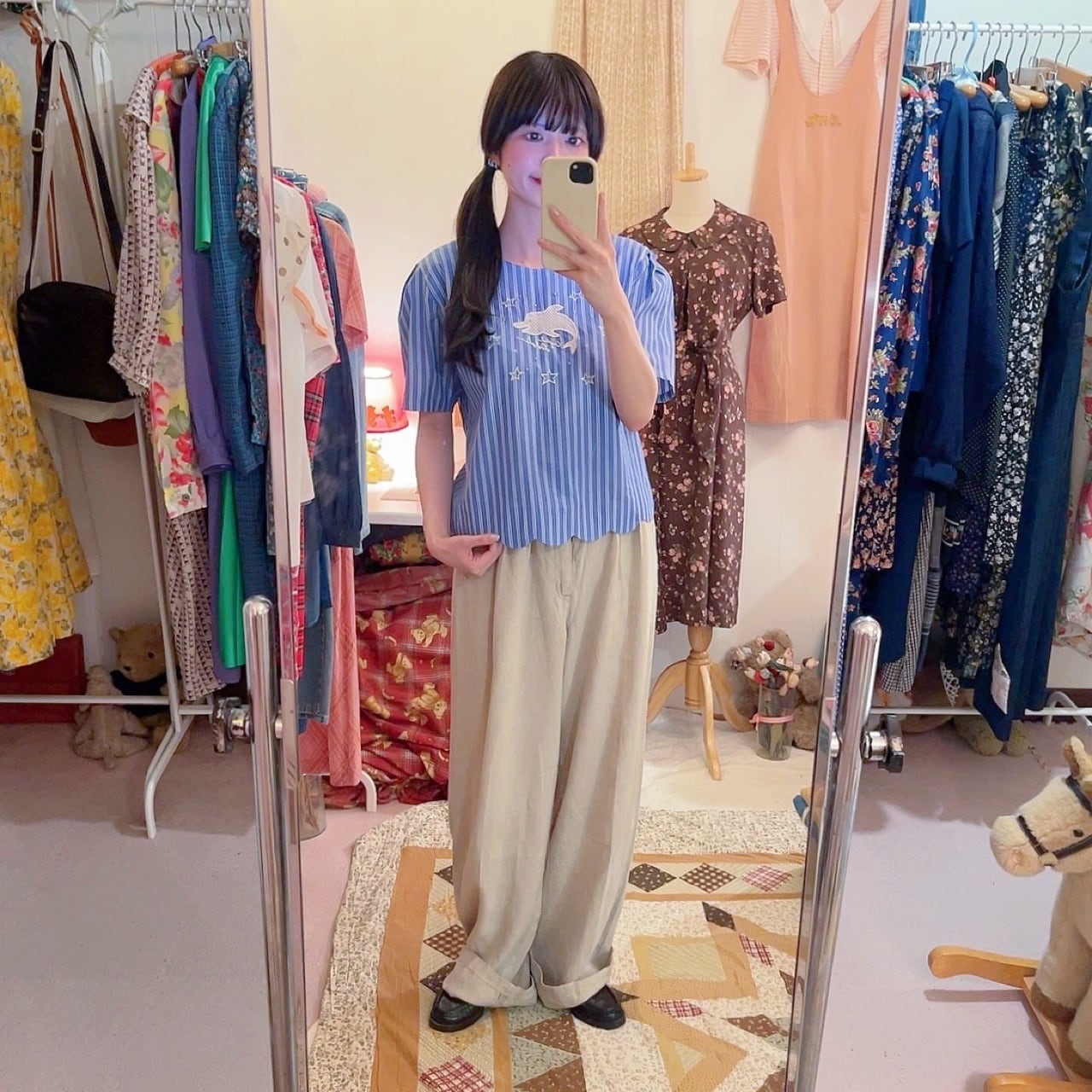 dolphin blue stripe blouse