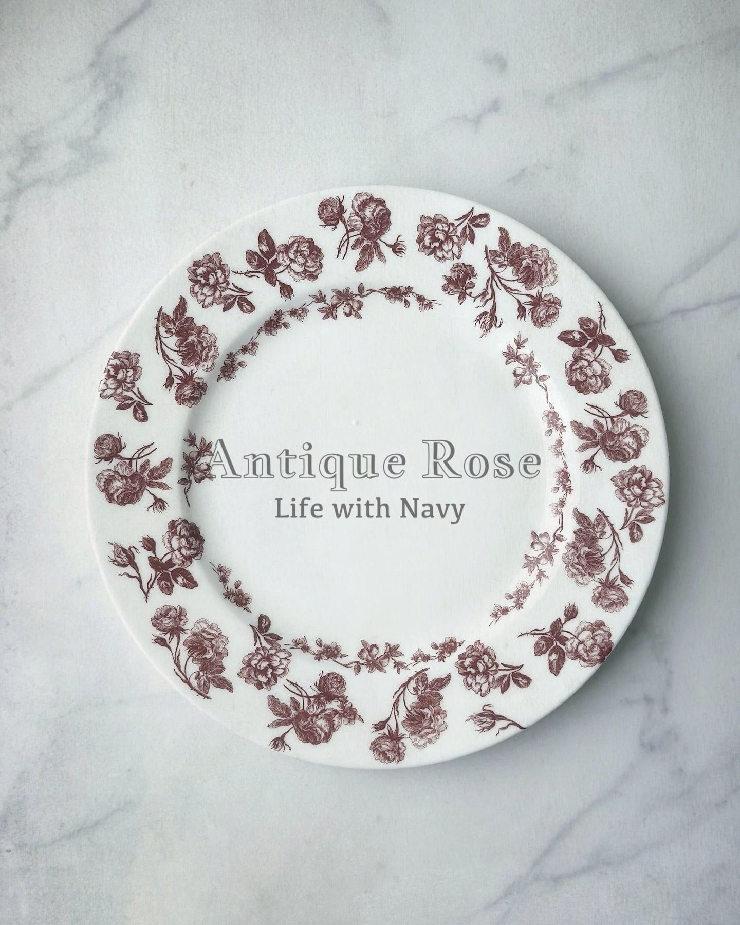 アンティークローズ転写紙 ブルー | Life with Navy【ポーセリンアート