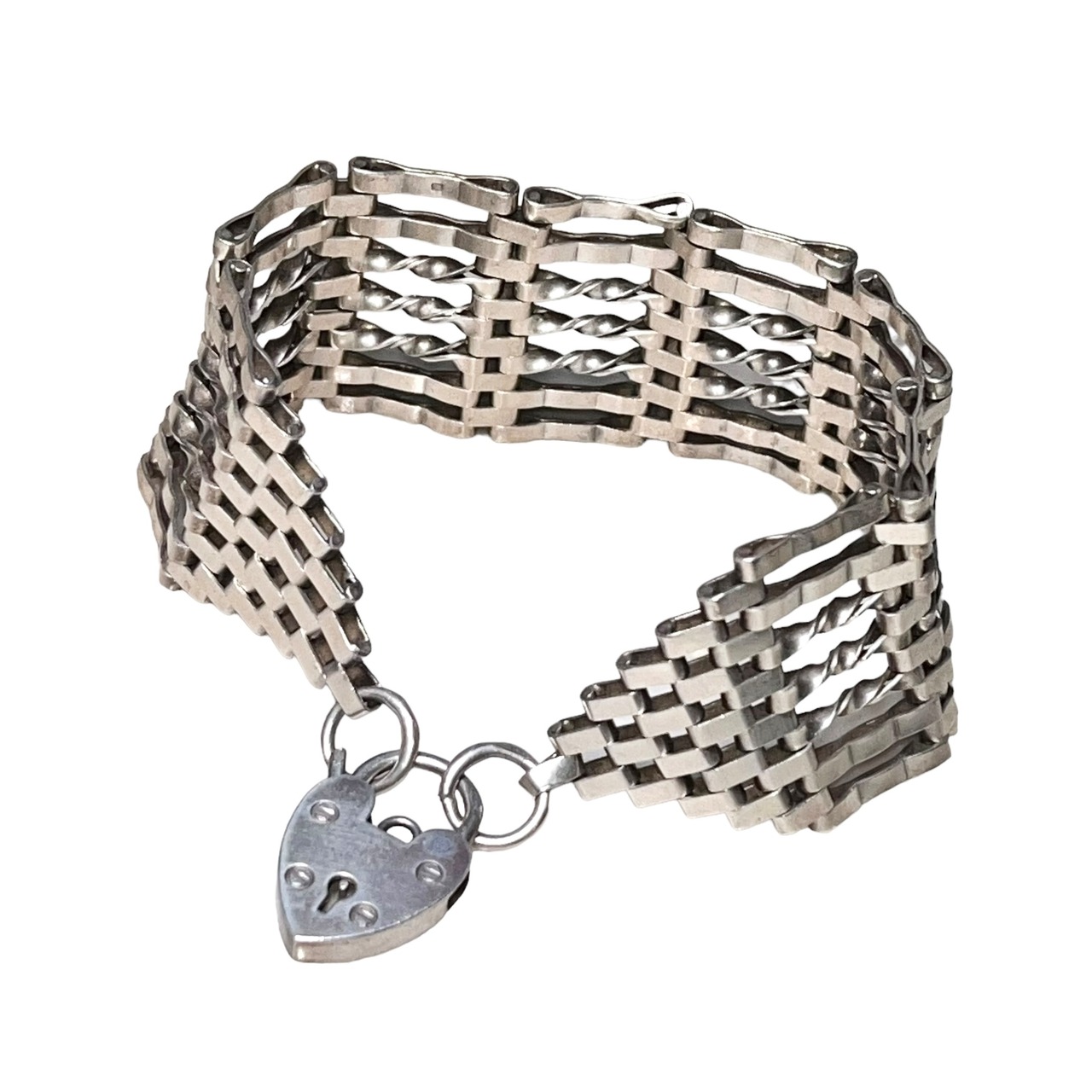 vintage silver super wide gate bracelet