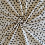 ブロックプリント生地【50cm単位】インド綿  ハート柄 カーキ×生成り #53710-GR1