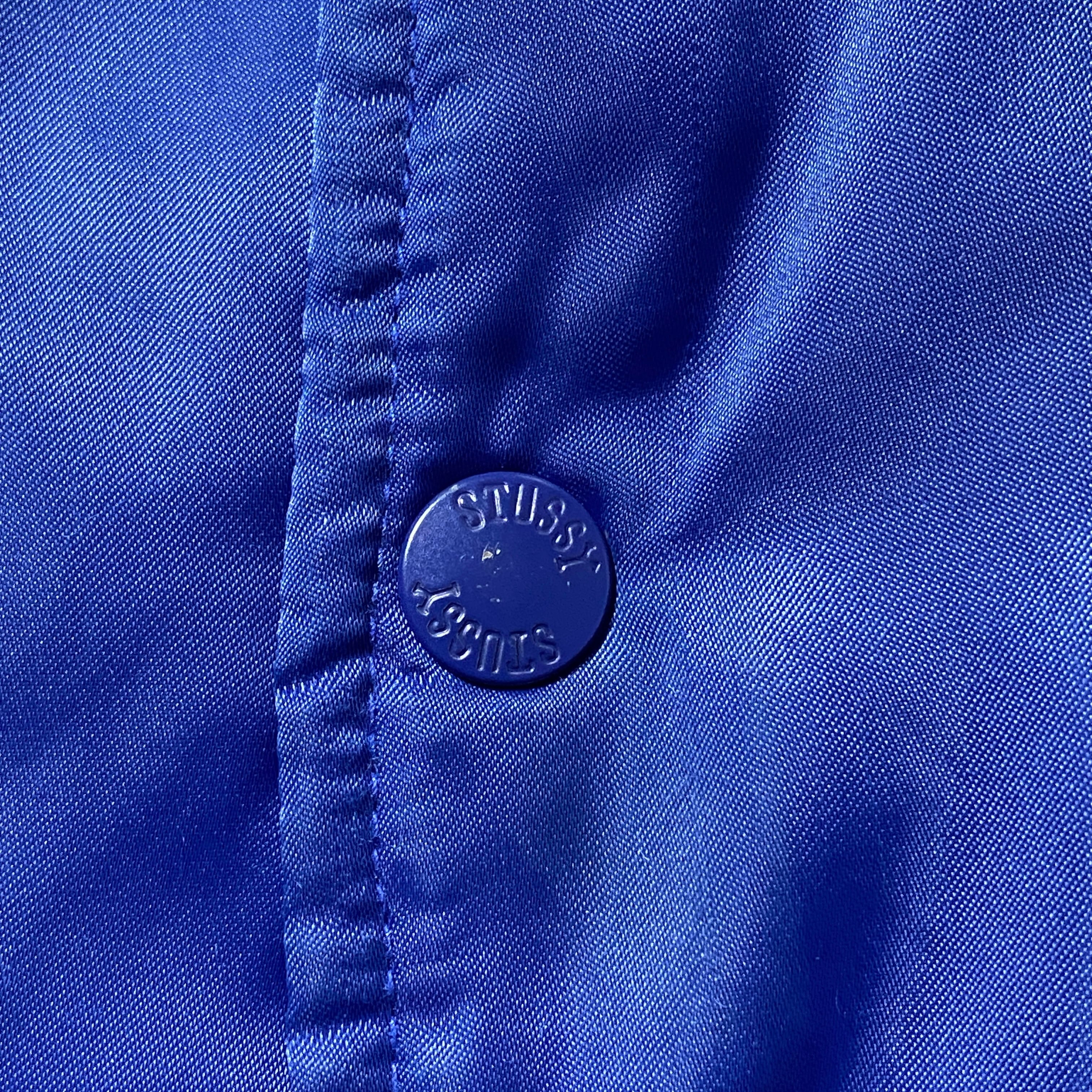 00's Old stussy ステューシー ワッペンロゴ ブルー サテン生地 中綿