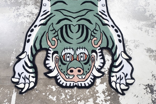 Tibetan Tiger Rug 《Lサイズ•ウール・オリジナル2・フォレストグリーン109》チベタンタイガーラグ