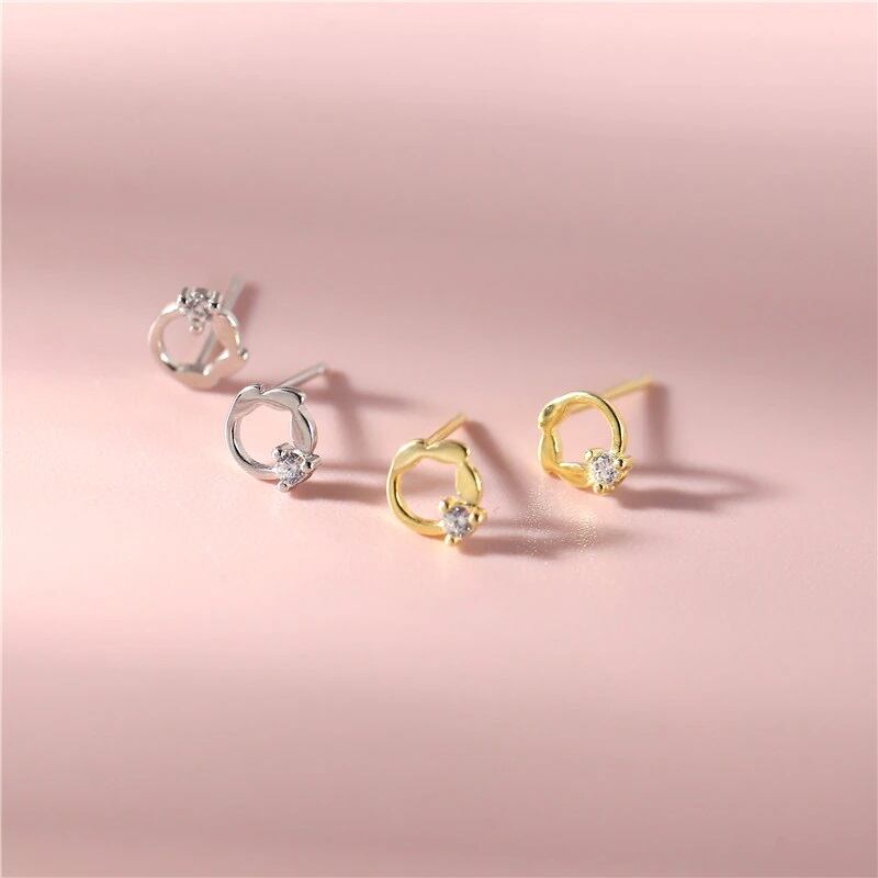 ラウンドリース＆ラインストーン★プチピアス