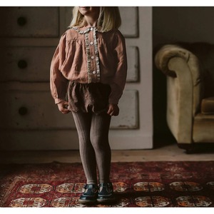 秋フリルラペルコットンリネンシャツ2色