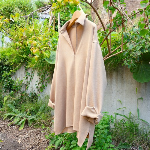 POSTELEGANT “ Wool Pull-Over Shirt ( Heather Camel )”