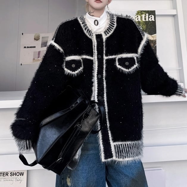 バイカラーループニットジャケット 2color MOJ0277