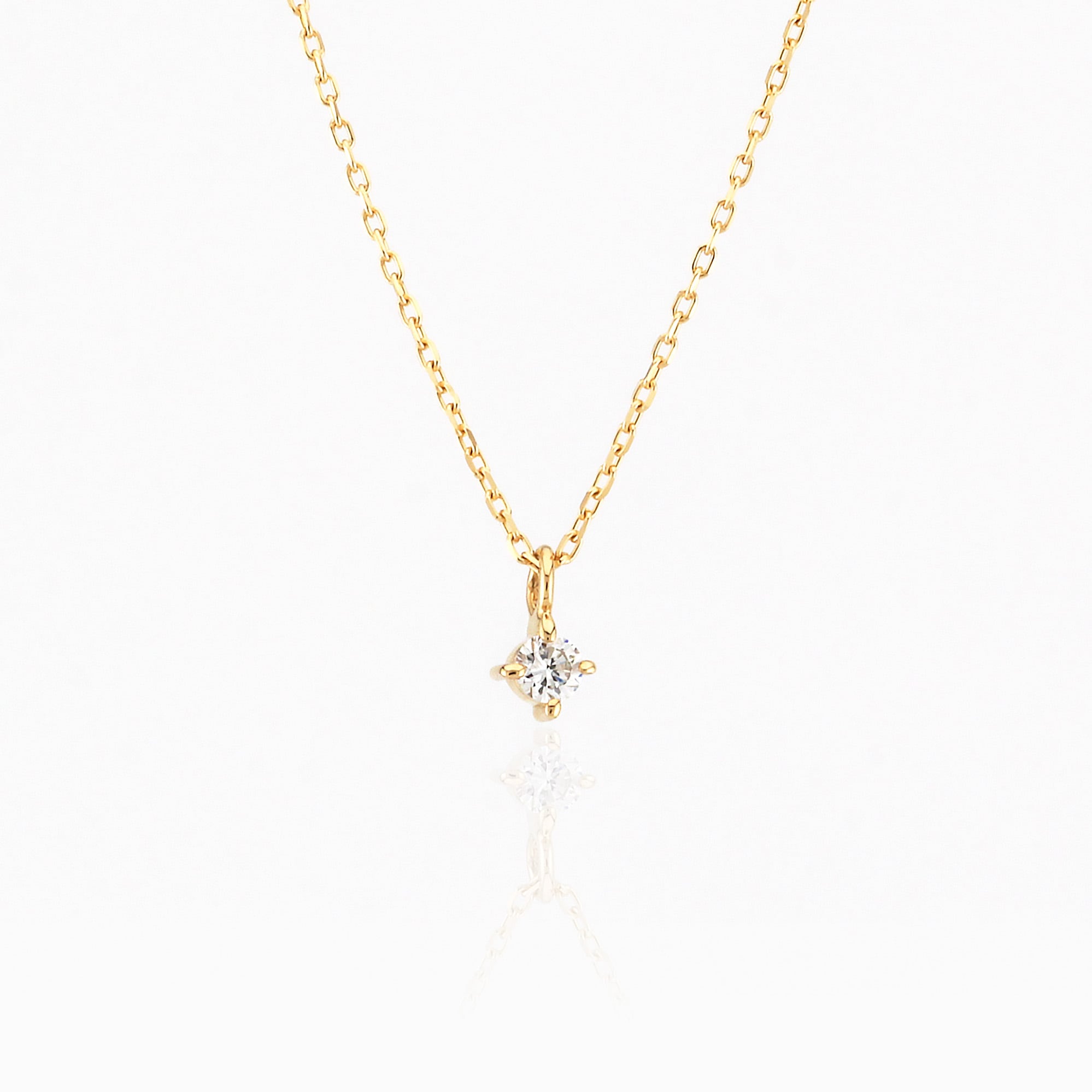 K18WG　1粒ダイヤモンド0.03ct　ネックレス K18 1粒 ダイヤモンドネックレス〈0.03ct〉45㎝ No.34 | スキン