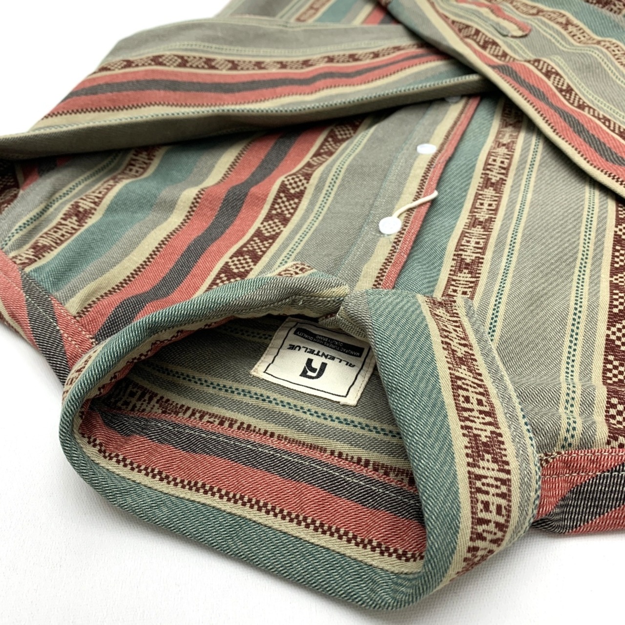 Retro Ethnic Striped Long Sleeve Shirt / レトロ エスニック ストライプ 長袖 シャツ