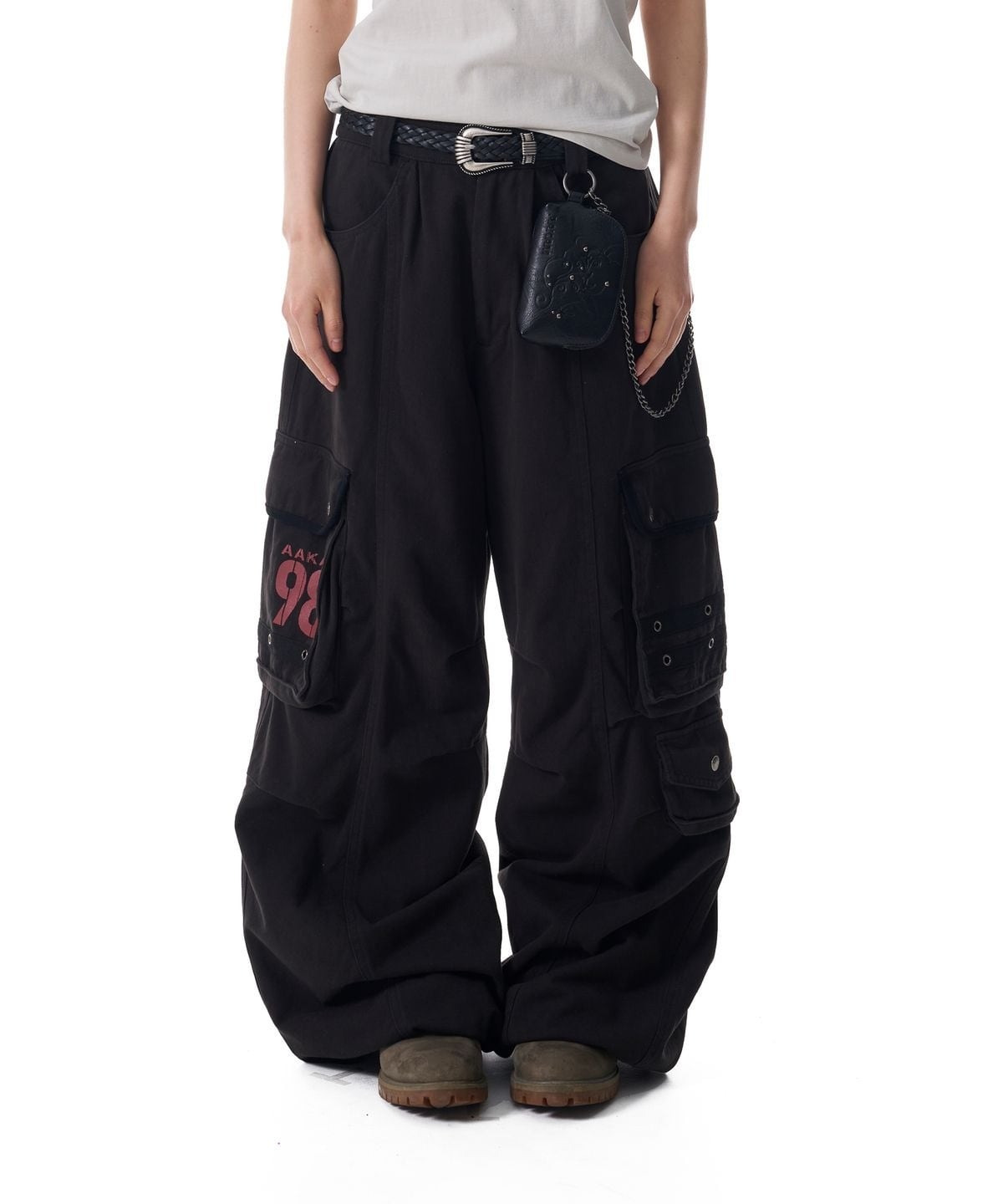 ☆aespa カリナ 着用！！【AAKAM】98 Knee Pin-Tuck Contrast Cargo