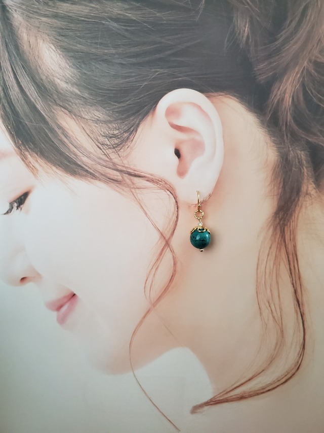 ターコイズと花冠のピアス・イヤリング