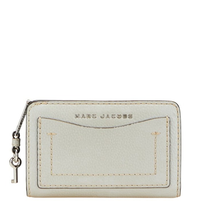 マークジェイコブス ロゴ 二つ折り財布 グレー レザー レディース MARC JACOBS 【中古】