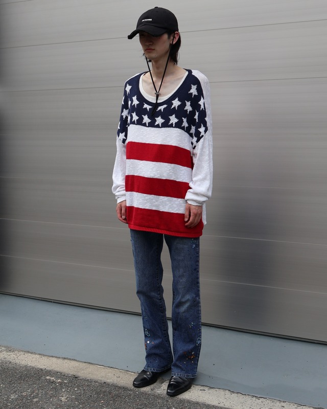 multi rhinestone flare denim