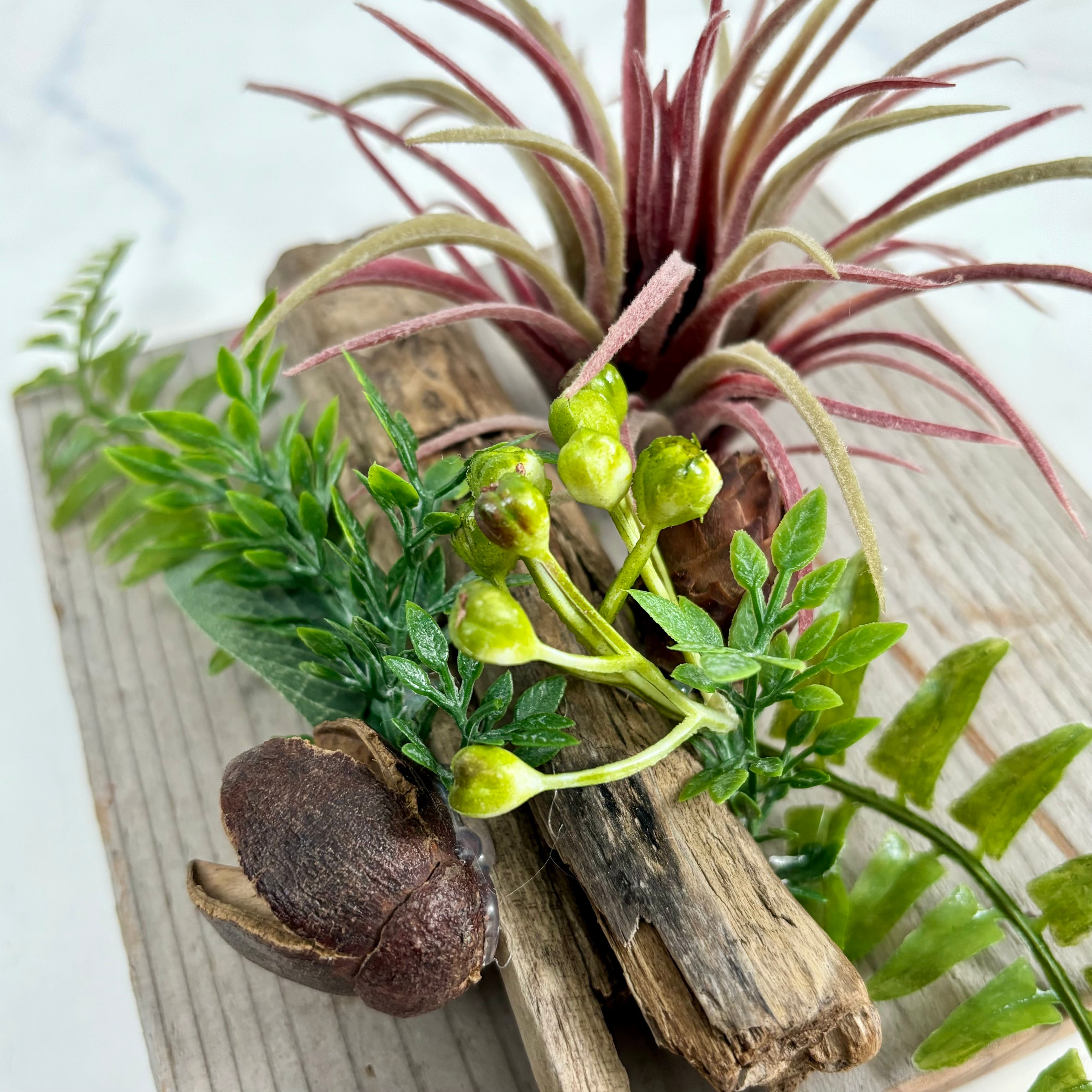 フェイクグリーン】ミニ流木×足場板ワイルドグリーン壁掛け①