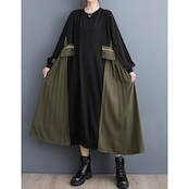 サイドプリーツ ロングワンピース 00063