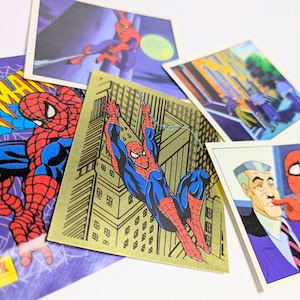 ☆送料無料!☆ VINTAGE 1995【 Spider-Man / スパイダーマン 】スパイダーマン クロモス アデシボス(Cromos Adhesivos)/ トレーディングステッカー 単品 (1個=4STICKER入)〚アメリカン雑貨 アメトイ〛