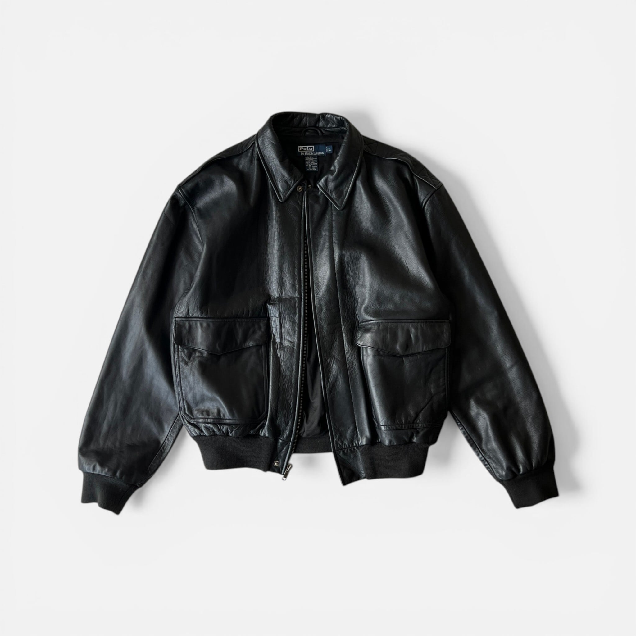 90s POLO by Ralph Lauren Lamb Leather Blouson Black L | assemble store