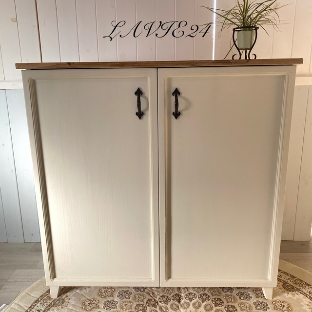 北欧 風 キッチンカウンター E フレンチシャビー おしゃれ 収納ボックス　キッチンラック シューズ ボックス