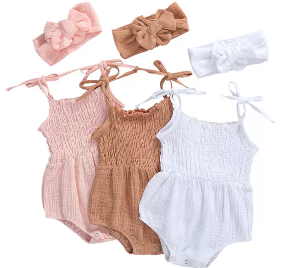 リネンジャンプスーツ＋ターバンセット》》》》》2021SS  海外子供服　プチプラ　女の子　セット