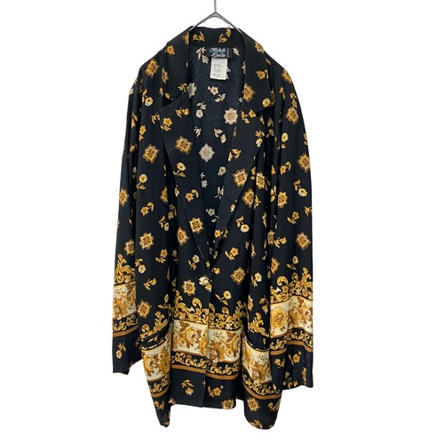 『 VINTAGE Made in USA Michele Flower Design Rayon Big Over Size Jacket』 USED  古着　ヴィンテージ　USA製　フラワー　レーヨン　ビッグ　シルエット　オーバーサイズ　ジャケット
