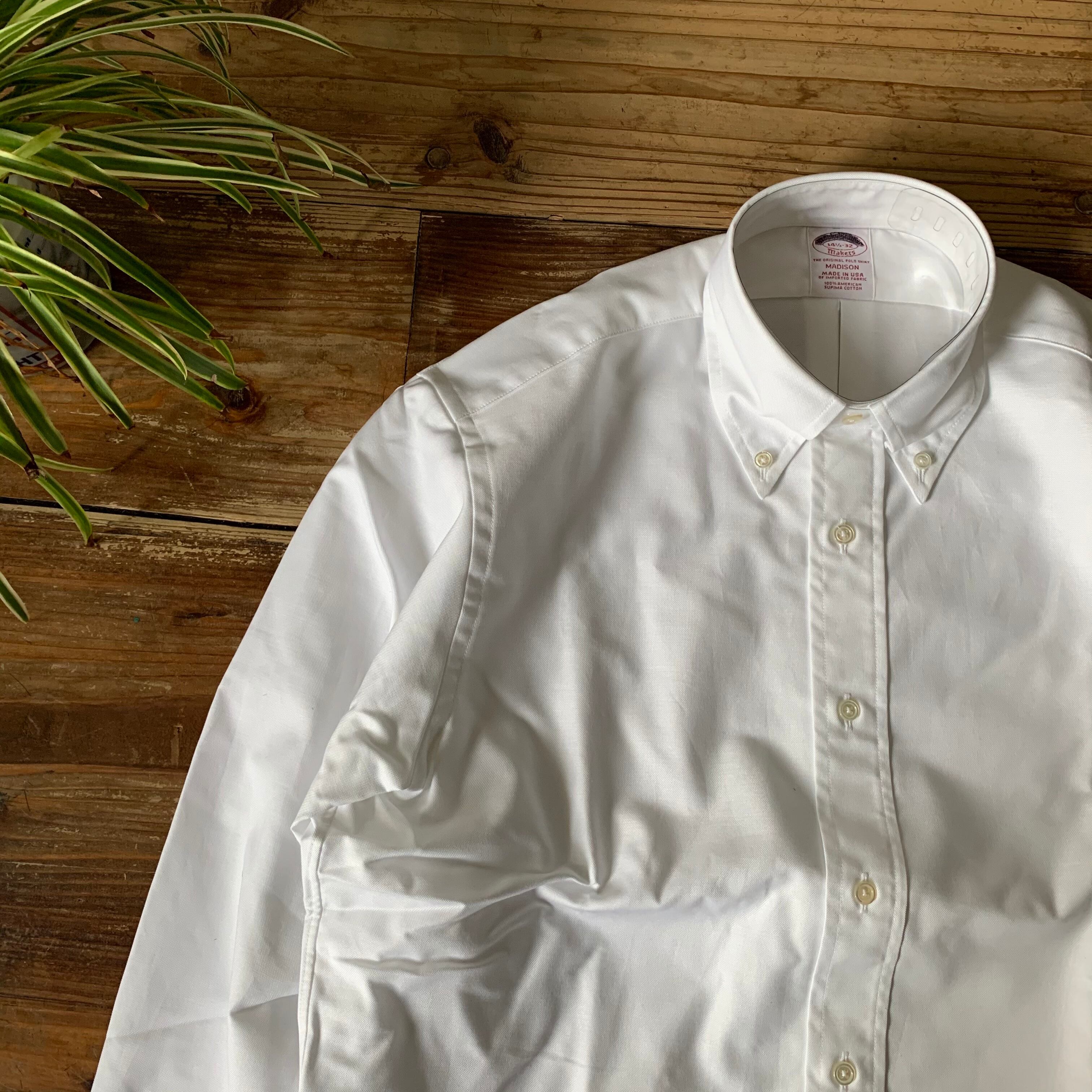Made in USA ”Brooks Brothers” White Oxford Button Down Shirt