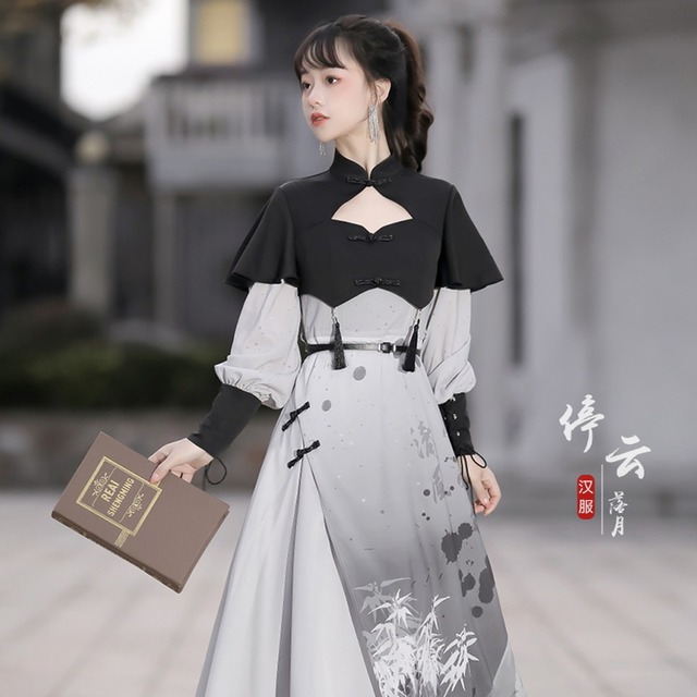 ゴスロリ通販 With U ゴシック ロリィタ ワンピース 華ロリ チャイナ服 漢服 レトロ スタンドカラー 甘め ゴスロリ系チャイナ服 かわいい