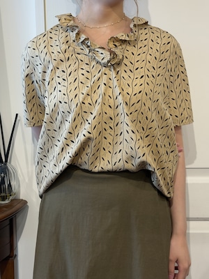 ETRO/ vintage beige frill shirt