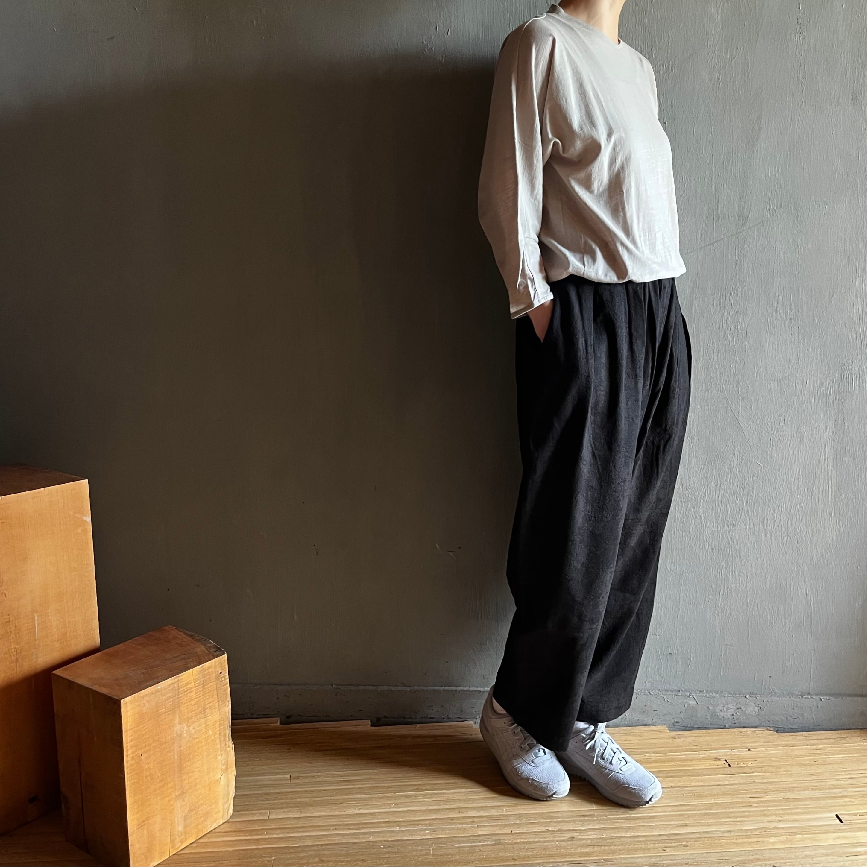 MITTAN｜絹綿麻ジャガードパンツ PT-90 黒 | CORNER_122