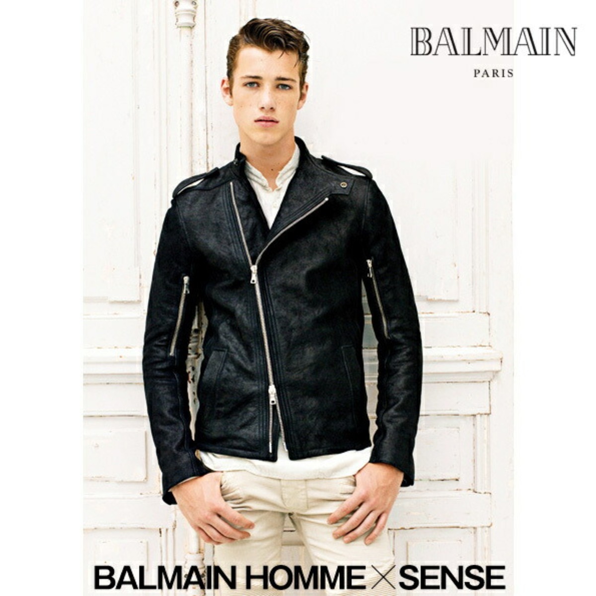 新品未使用 BALMAIN Paris ムートン 毛皮 そうぞうし レザー ジャケット